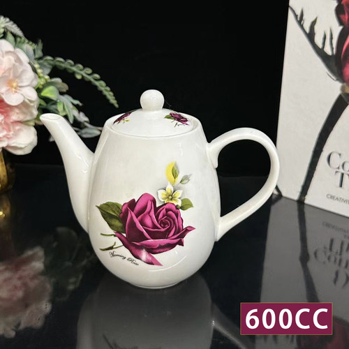 欧式陶瓷带盖油醋壶600CC耐高温