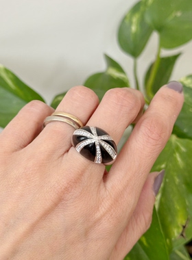 JK意大利纯银黑玛瑙星芒戒指定金链接 实价请私询