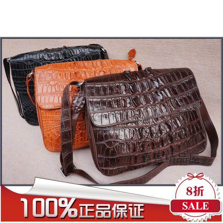 男士斜挎背包 淡水老鳄鱼皮斜挎包 男式大容量休闲包大包