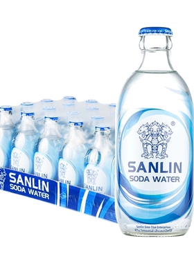 三麟苏打水无糖气泡水0糖0卡0脂苏打汽水335ml*24瓶整箱