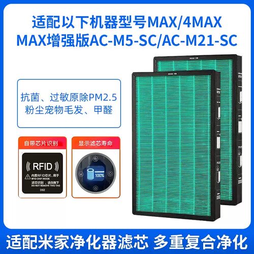滤芯适用小米空气净化器4 Max除甲醛除菌MI Air Purifier FIlter