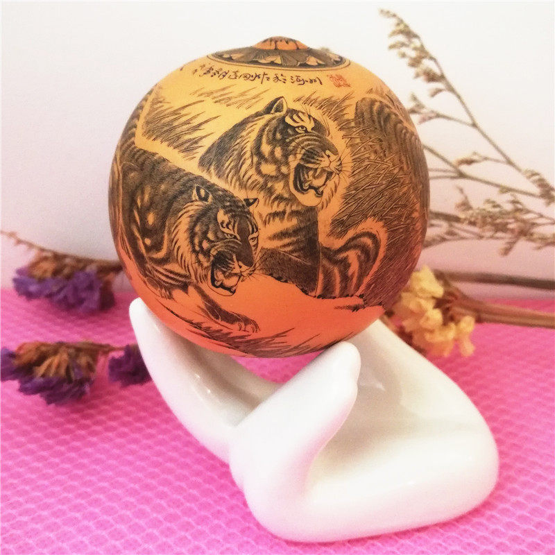 核桃手捻文玩收藏摆件天然葫芦高脚空心底托底座实木包邮送葫芦籽