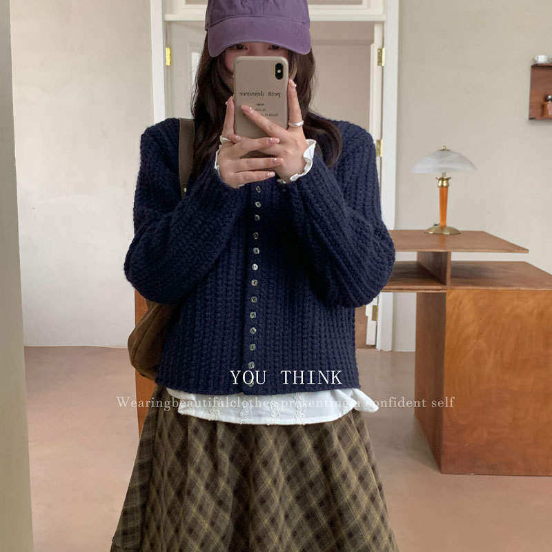 韩版高级think冬季韩系ins风休闲舒适针织开衫毛衣女1421纽扣纯色,女装/女士精品,毛衣,淘宝优惠券,粉丝福利购,淘宝优惠卷