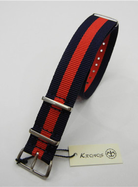 18mm 20mm 22mm NATO北约帆布尼龙表带 深蓝间红色 合时尚手表