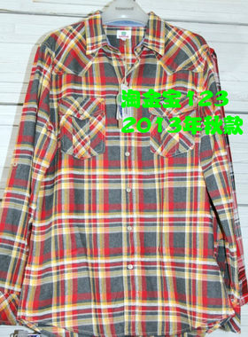 texwood萍果2013年清仓格子衬衫
