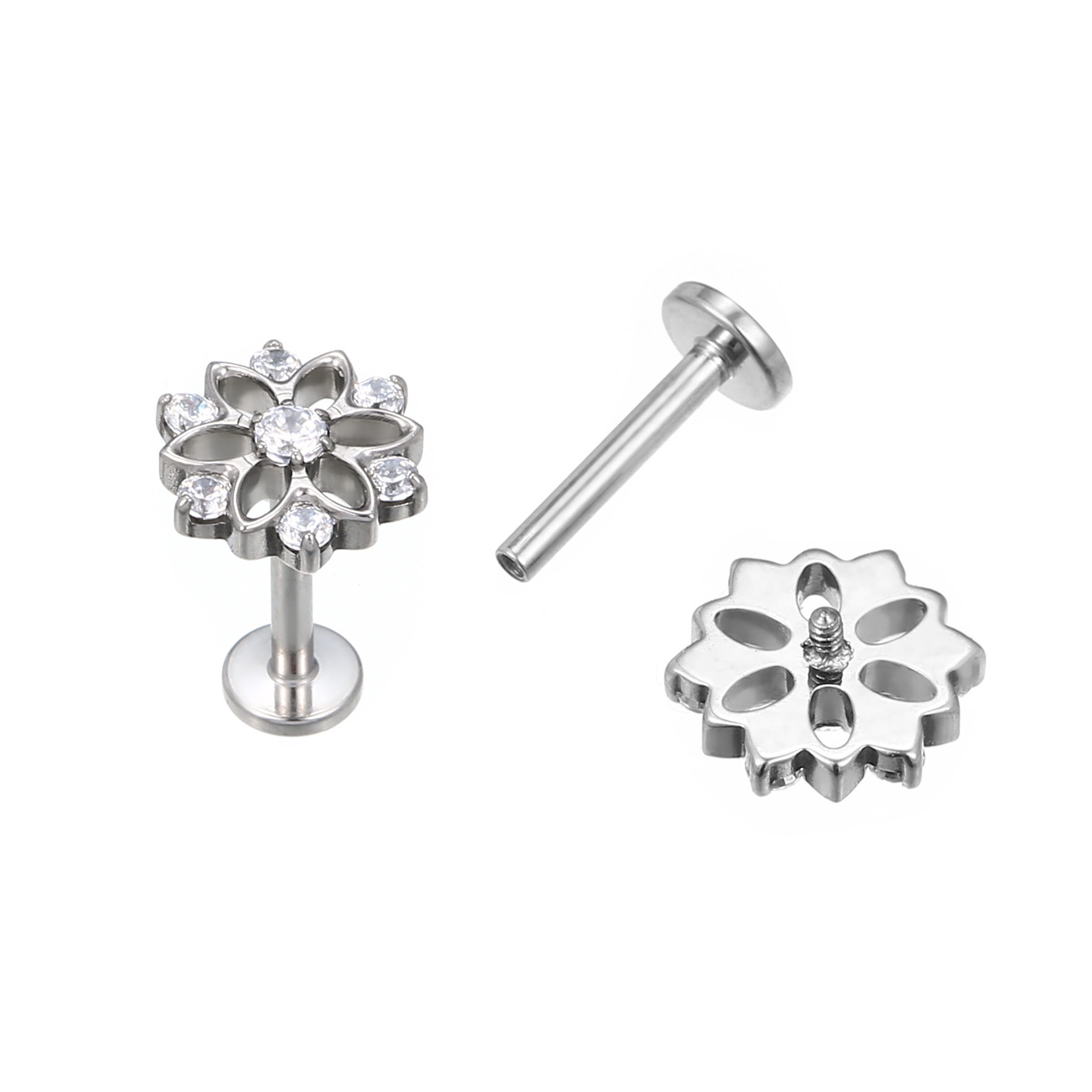 36/g23钛鼻钉鼻环平底耳钉人体穿刺舌钉 唇钉亚马逊热销钛饰品