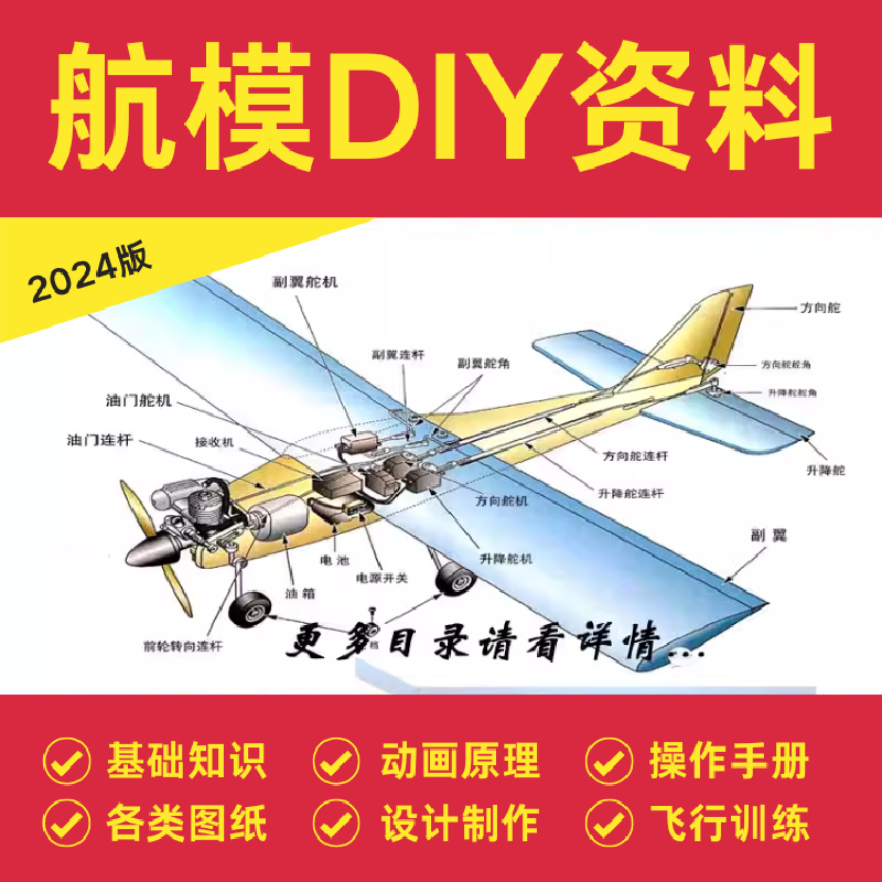 航模制作航空模型遥控飞机行手工电子版图纸diy教学入门动画资料