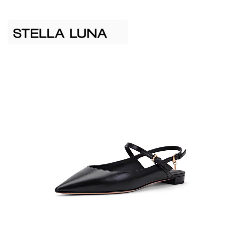 STELLA LUNA女鞋2023春季新款半凉鞋时尚尖头吊饰真皮性感平底鞋