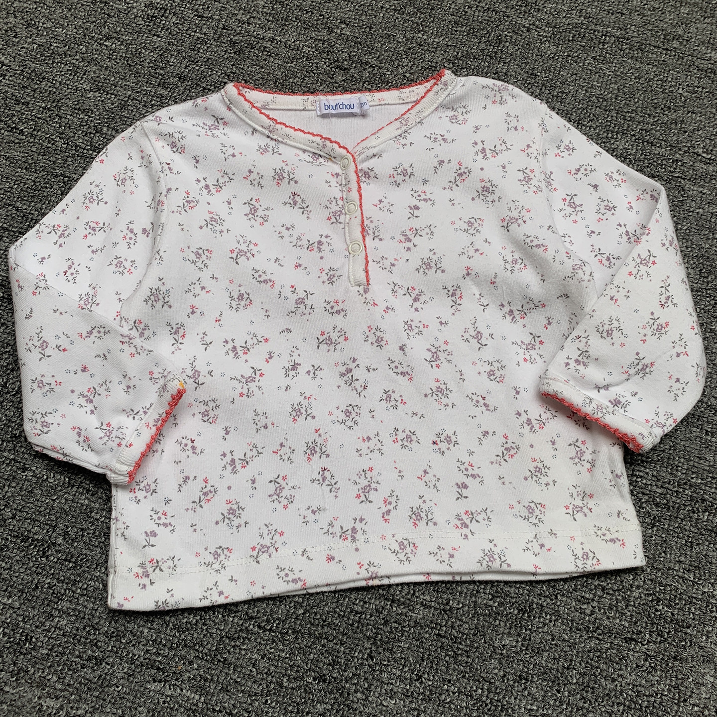 法单纯原初生婴儿女童宝宝舒适纯棉小碎花打底衫睡衣T恤 6-12个月