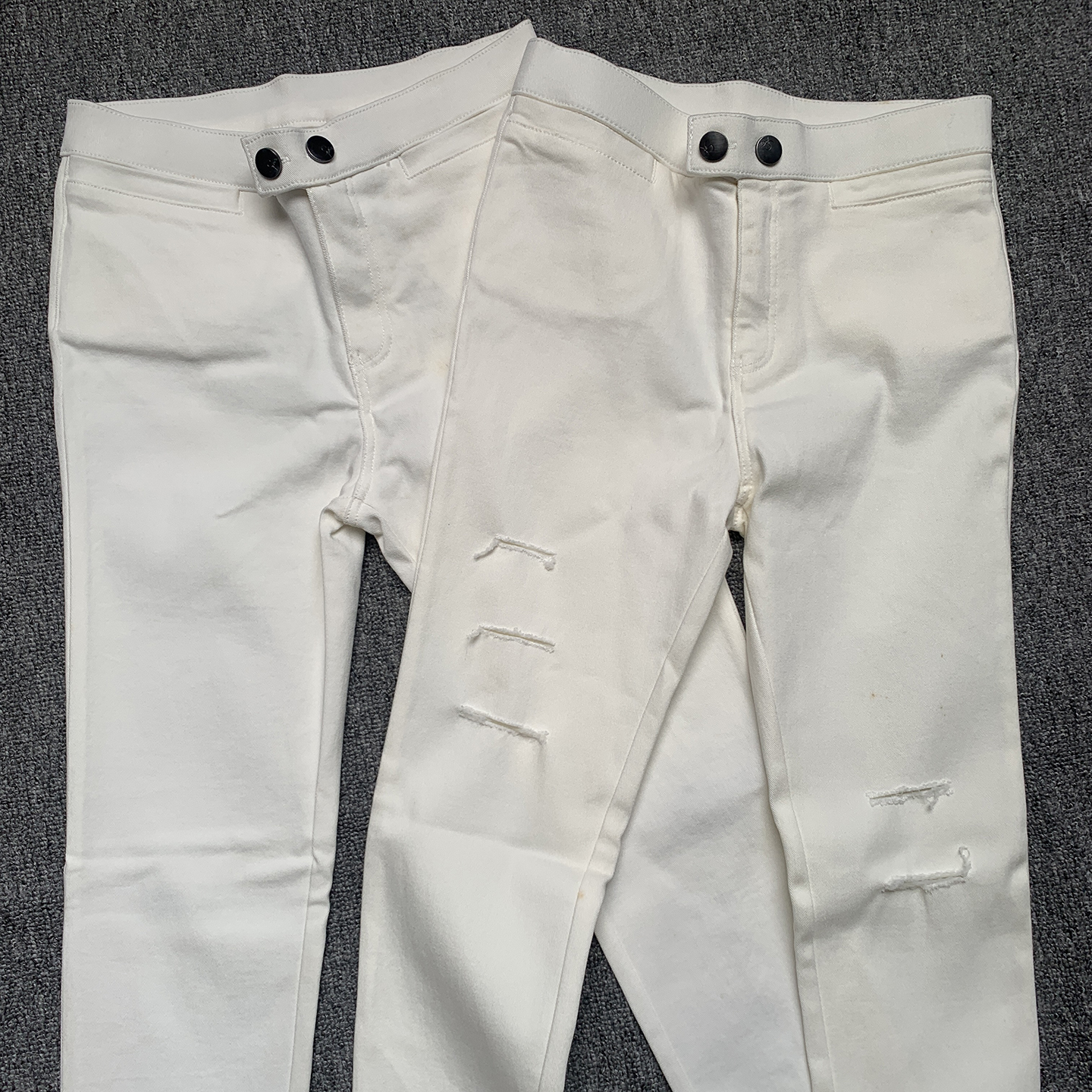 清仓特价 经典百搭款女士修身弹力SP破洞魔术裤铅笔裤白色长裤