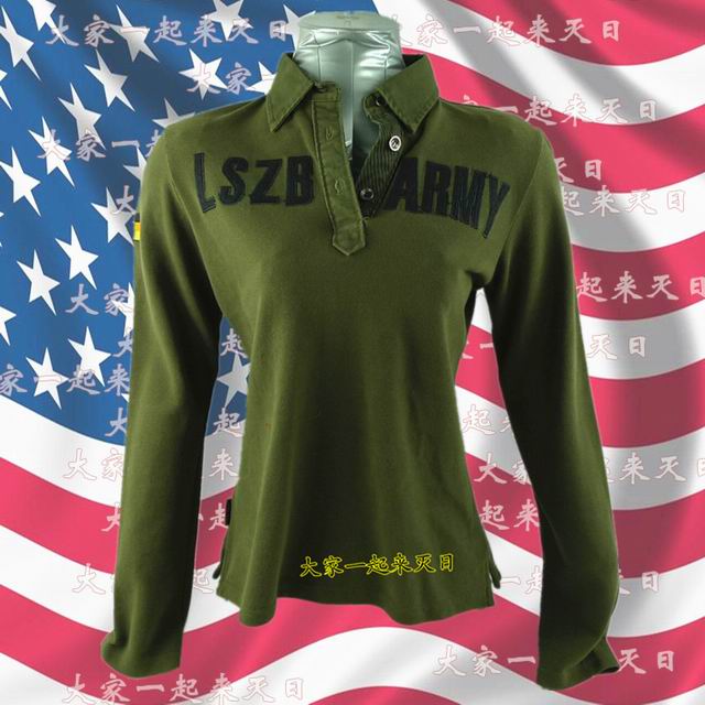 绿色装备 美 女式 军迷 卫衣 长袖T恤 立领怀旧 户外休闲POLO上衣