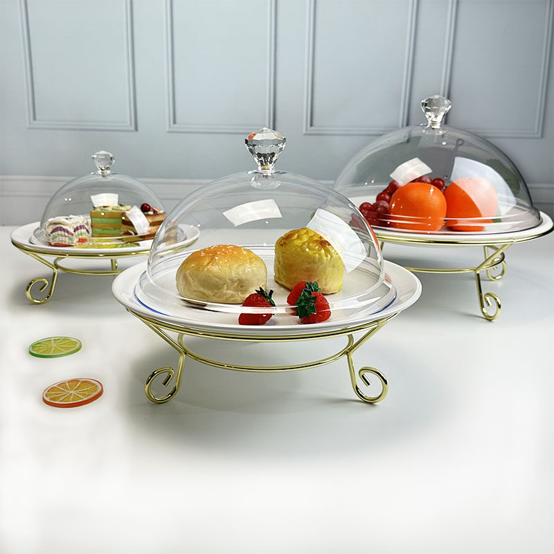 欧式下午茶甜点蛋糕点心托盘果盘甜品台摆件密胺展示架带盖点心架
