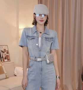 [火火]王火火&显瘦气质时尚牛仔轻奢连体裤 26N09896