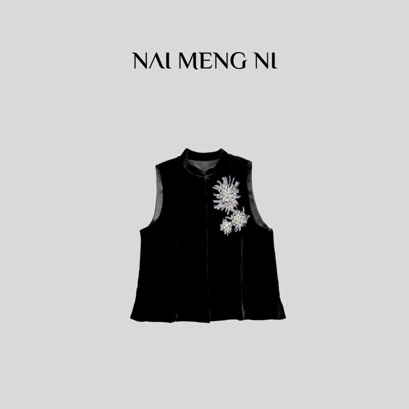 肉肉 26RR10369 “牡丹花开” 秋冬丝绒马甲时尚百搭设计感外套,女装/女士精品,马夹,淘宝优惠券,粉丝福利购,淘宝优惠卷