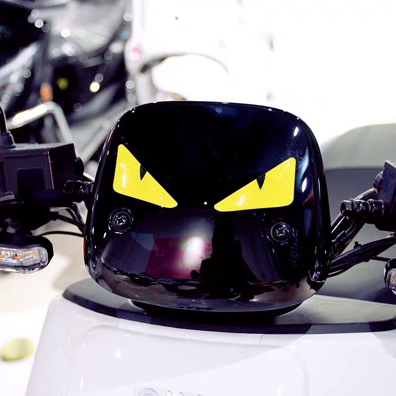 小牛电动n1m1小龟王摩托车车头贴纸黄色恶魔眼趣味表情车贴