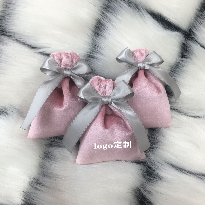 粉色婚庆喜糖袋伴手礼化妆品首饰袋结婚活动礼品口红粉饼丝绒布袋