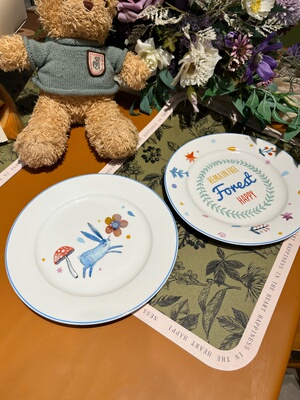 出口森系风甜品盘可爱小动物盘ins风餐盘兔子蘑菇盘下午茶甜点碟