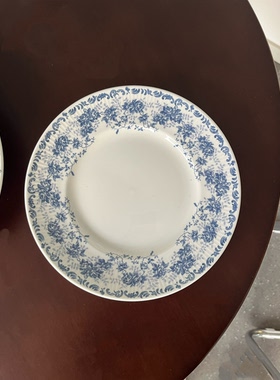 中古风藤蔓花卉青花陶瓷盘中西式餐盘牛排盘子甜品点心餐盘釉下彩