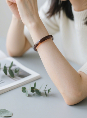 天然冰种黑曜石小细条手镯