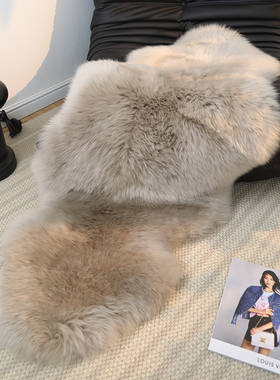 新款不规则地毯卧室床边毯加厚长毛高级感奶油风整张羊皮羊毛毯