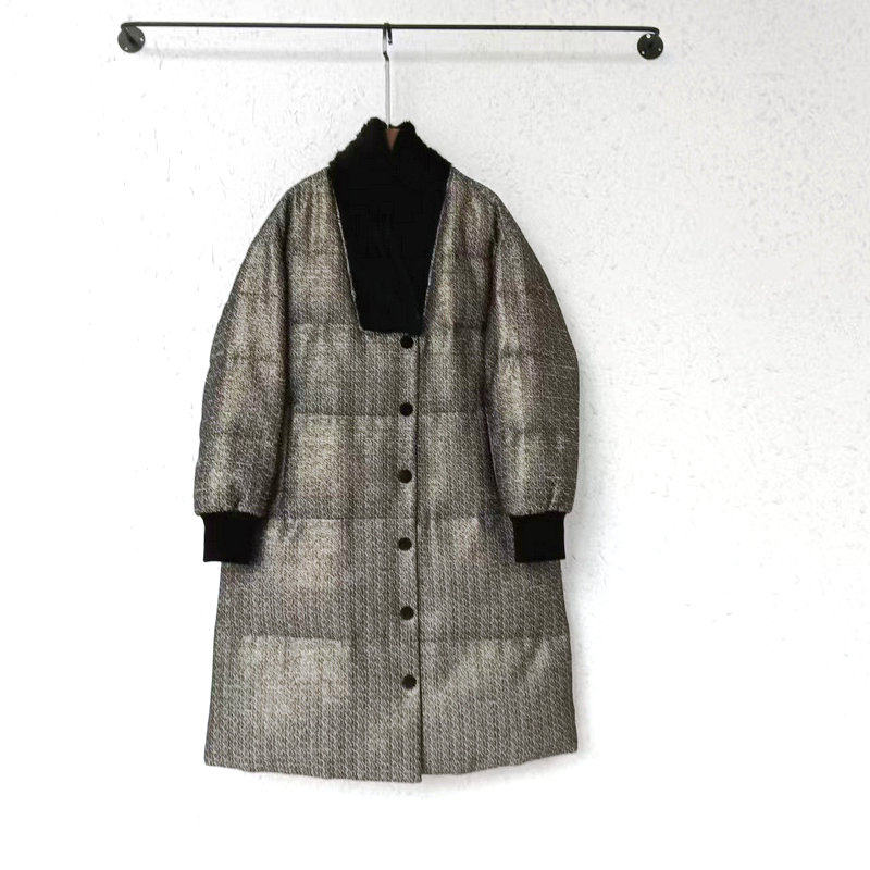 卡米兰2025冬新款新中式国风水貂毛领皮草鹅绒羽绒服女中长款外套