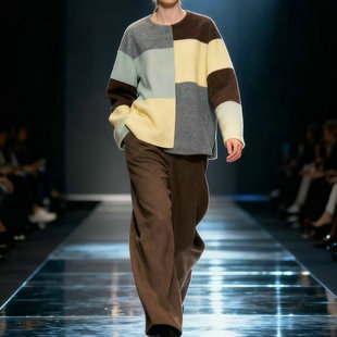 卡米兰宽松阔腿裤女2025秋季新款高腰直筒休闲裤高级感显瘦裤子