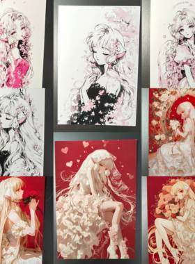 人形电脑天使心chobits小叽非官谷6寸CLAMP原画明信片收藏卡9张