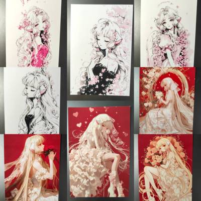 人形电脑天使心chobits小叽非官谷6寸CLAMP原画明信片收藏卡9张