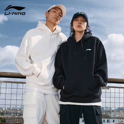 李宁加绒卫衣男士秋冬新款复古