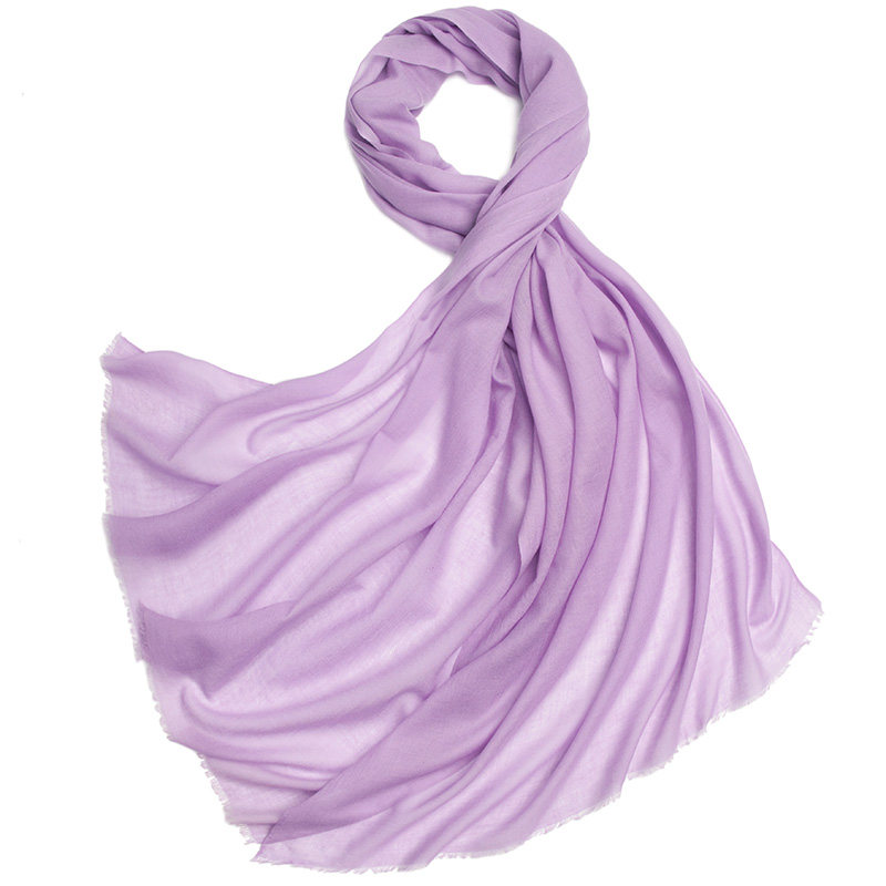 钰绵100%羊毛水溶素色围巾纯色薄200支披肩春秋防风围脖少女粉红