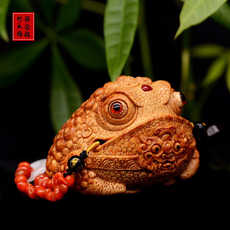 四大名蟾竹根雕恶霸蟾地包天招财金蟾鸿运当头活眼金蟾腰缠万贯