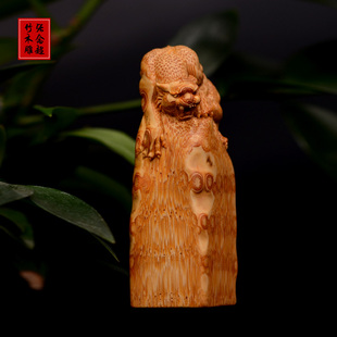 精选竹根雕下山虎摆件竹雕虎虎生威手把件张念超作品印章摆件盘玩