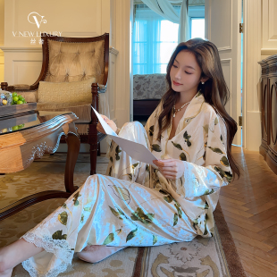 丝奢 睡衣女秋冬加厚金丝绒套装家居服花卉优雅初冬品牌直销正品