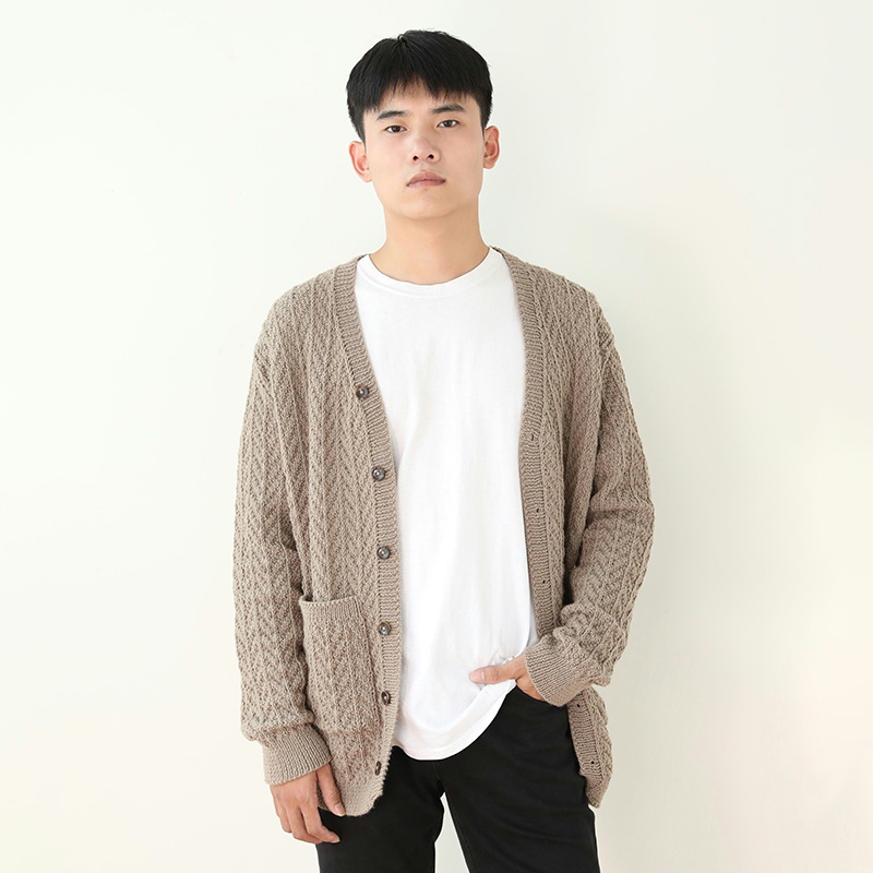 毛儿新款手作凌风男士开衫毛线编织材料包棒针手工diy制作5股流年