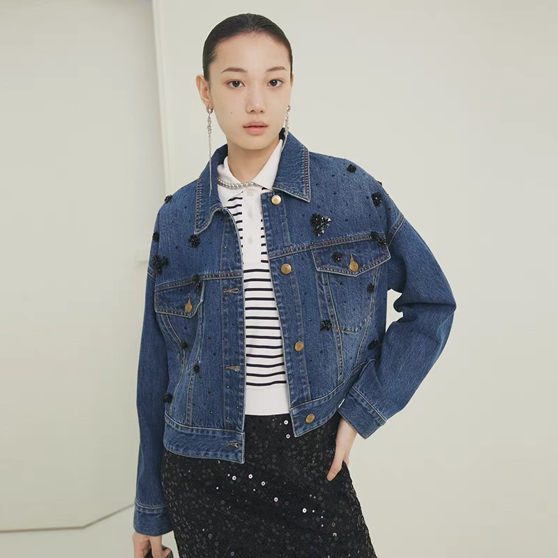 大雅家25优雅水洗手工钉珠牛仔外套HFKPDJ122A-3399