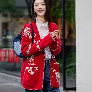 EGJPG9101A EP春季 衫 羊毛羊绒羽毛纱混纺提花针织衫 3999 新品