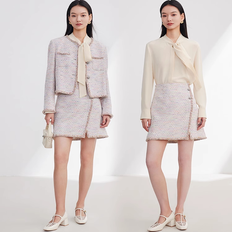 EP 春季新品海派小香风花呢简约A型短裙半裙EGJPC3313A-3999