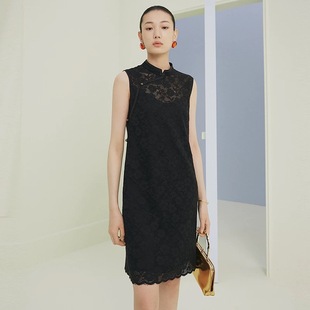 大雅家firststation25款优雅蕾丝直筒无袖连衣裙HFKEC4665A-2799