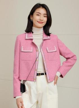 EP高端系列苏梅粉真丝花纱翻领小香风外套EPJPA1241A-9999