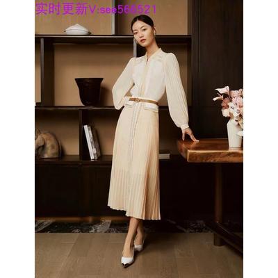 EP高端系列 优雅高腰拼接粗花呢百褶半身裙EPHPS3412A-4299