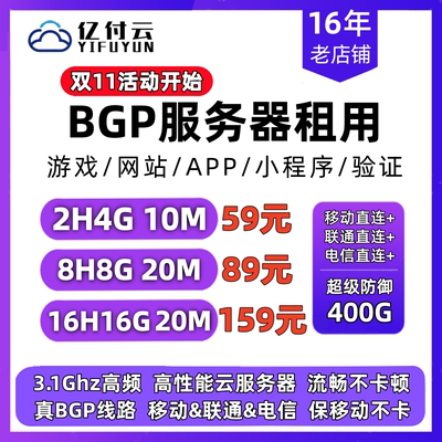 多线BGP服务器高防云服务器租用独享带宽高配网站云服务器主机