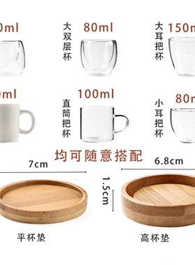 耐热透明随手玻璃小水杯功夫茶品茗杯一口杯花茶杯茶杯隔热垫热卖