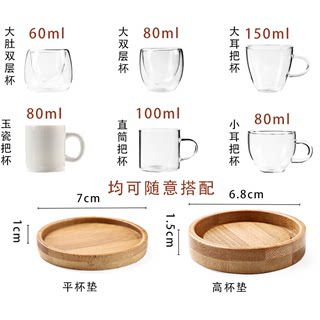 耐热透明随手玻璃小水杯功夫茶品茗杯一口杯花茶杯茶杯隔热垫热卖