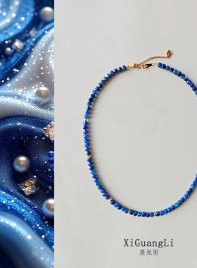 天然蓝宝石项链女款轻奢小众高级感颈链长款毛衣链叠戴锁骨链女