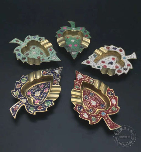 印度进口 黄铜纯手工雕花彩色树叶烟灰缸  多款颜色 小巧  特价
