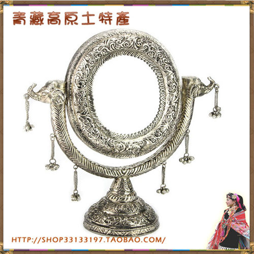 包邮 印度进口 手工制作白铜压花镜子  大象图案