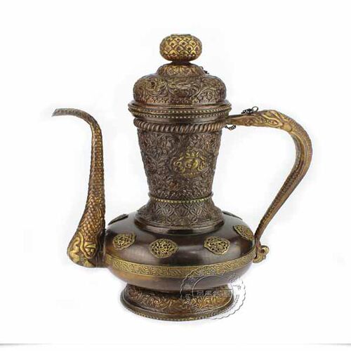 印度进口 手工制作 紫铜 工艺大茶壶