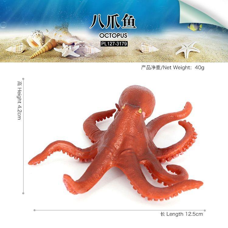 儿童认知玩具仿真海洋动物模型小章鱼八爪鱼鱿鱼海底生物科教摆件