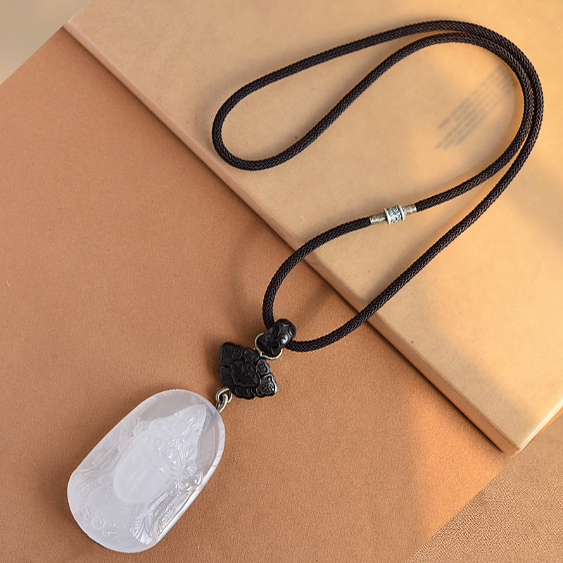 高级吊坠挂绳粗款玉佩男高档翡翠手工黑固定款黑色原创大吊坠配绳