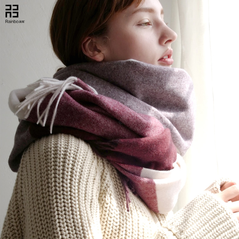 彩色纯羊毛格子披肩两用女秋冬季长款 英伦经典围巾加厚保暖